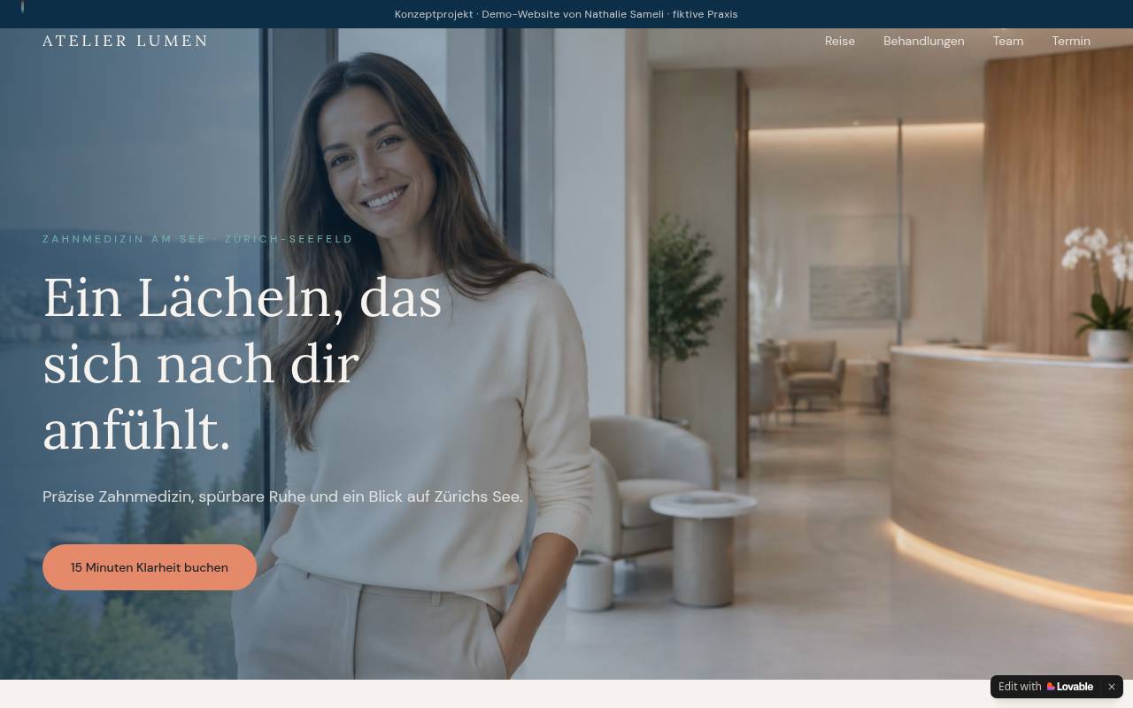 Screenshot der Website Atelier Lumen
