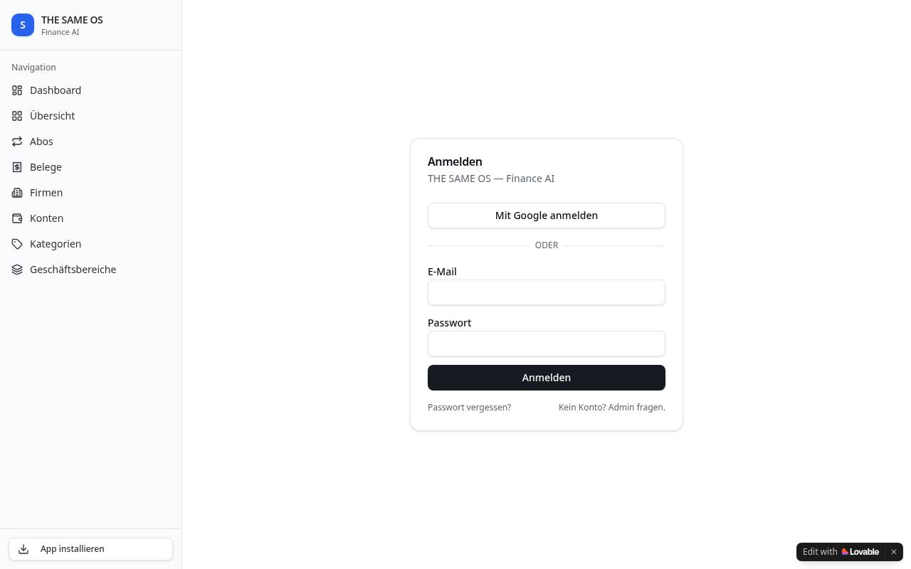 Screenshot der Website Finance Flow