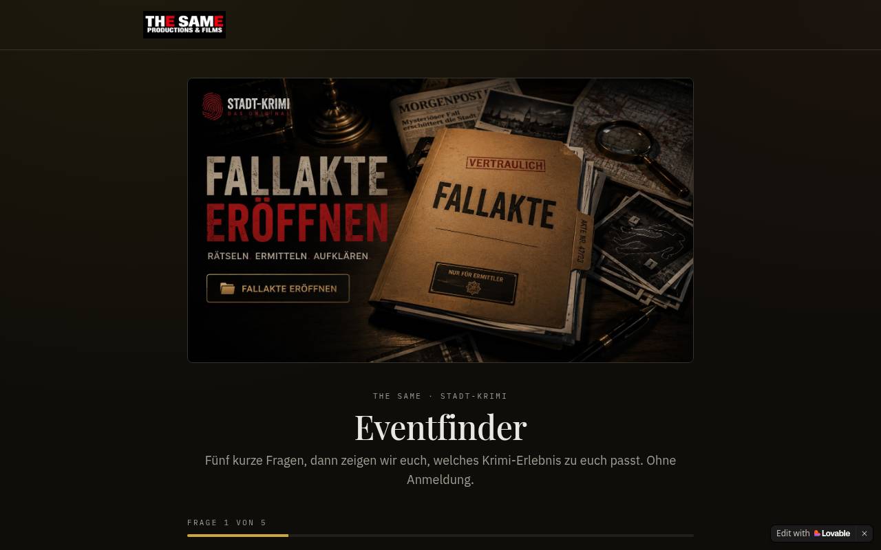 Screenshot der Website Event-Finder