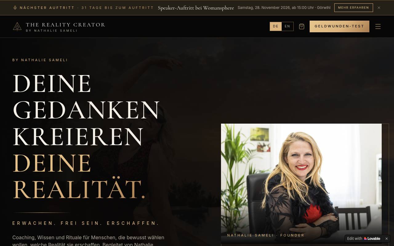 Screenshot der Website Reality Creator Studio